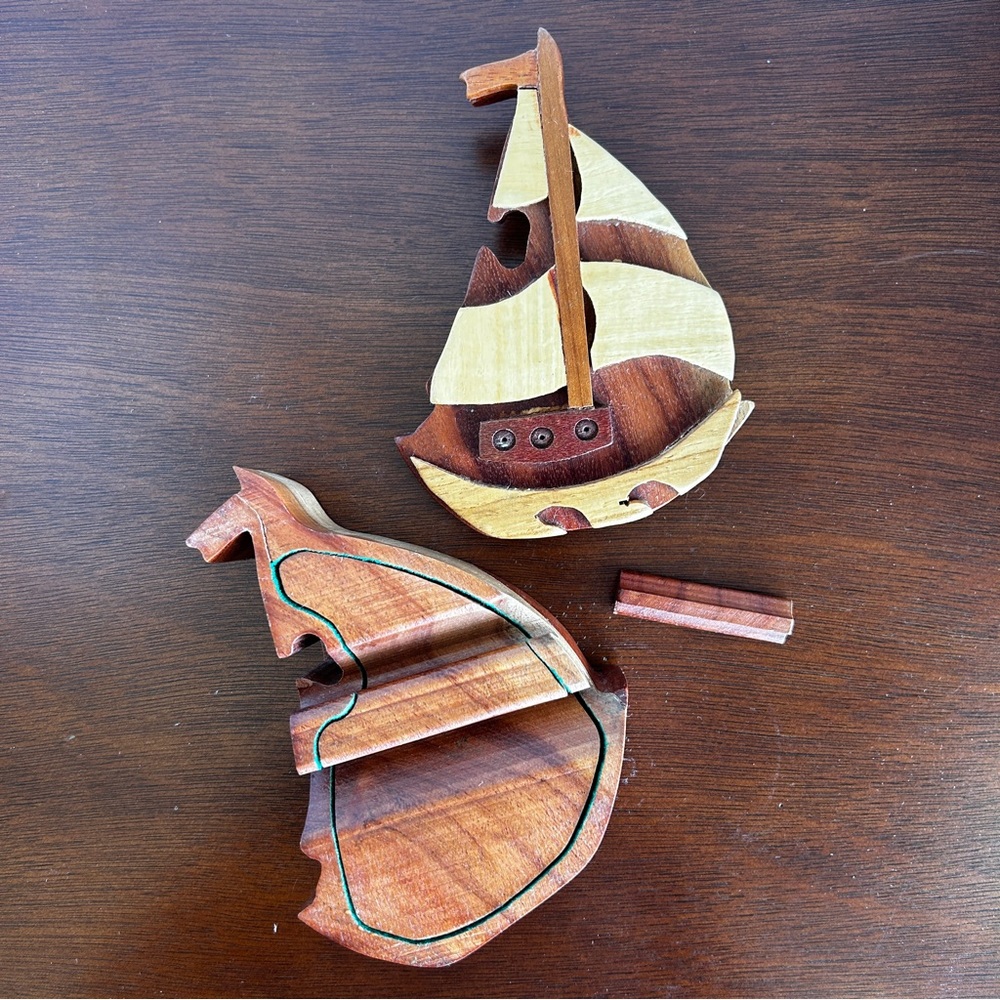 Sailboat Wooden Puzzle Trinket Box